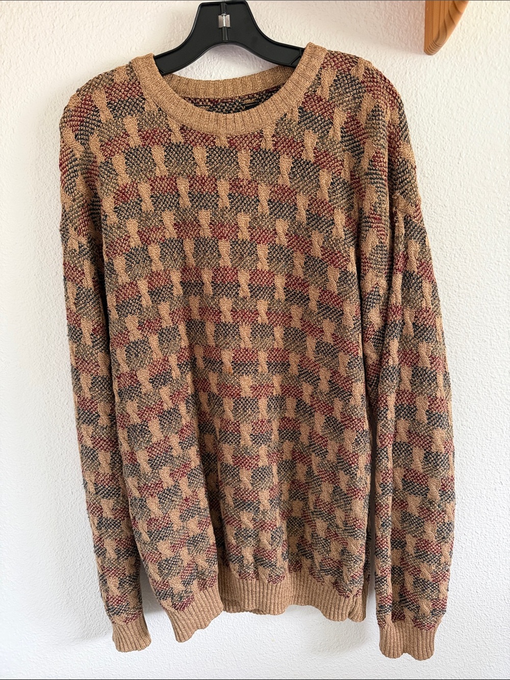 Patterned Crewneck Sweater in Brown